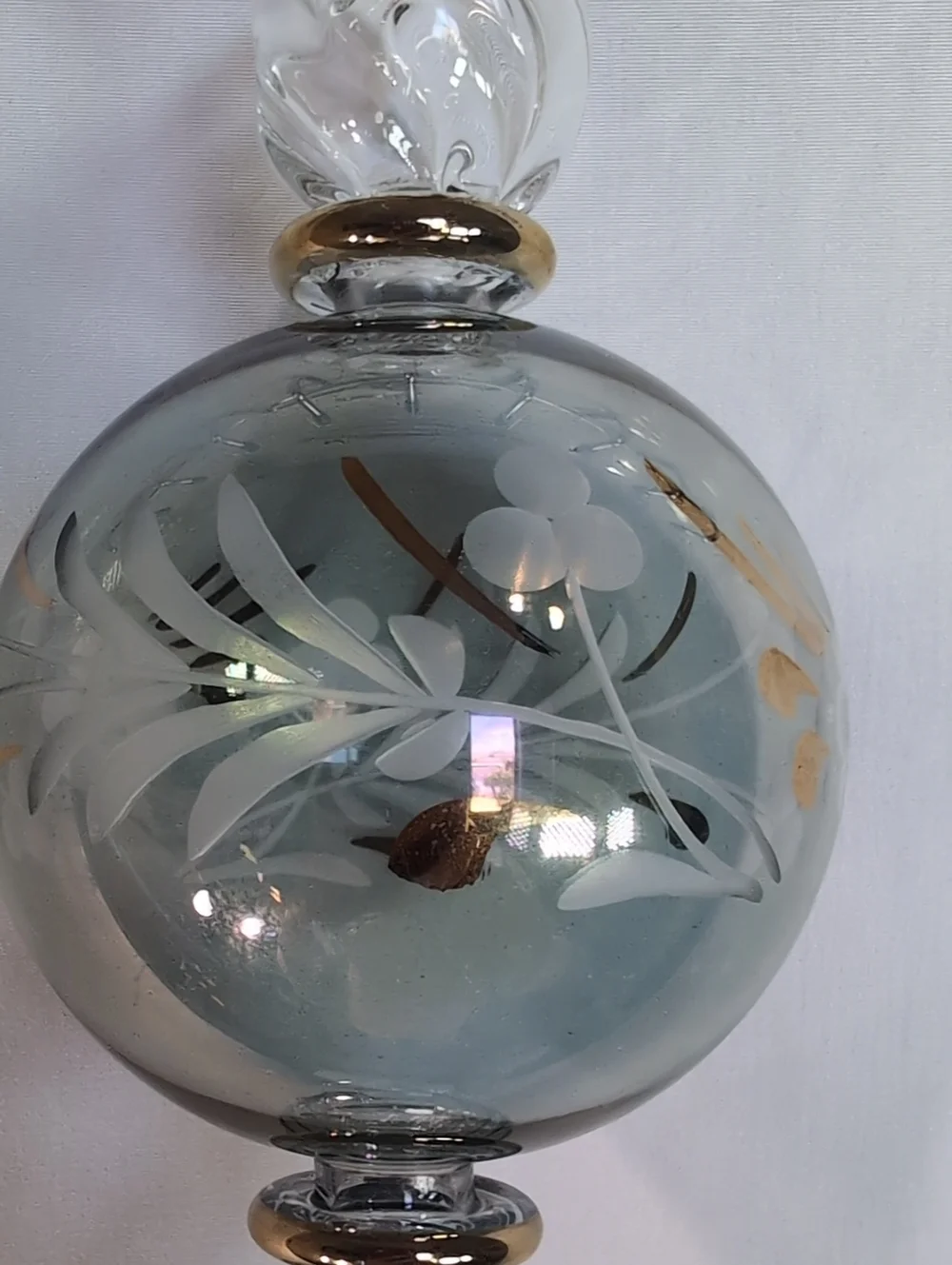 Christmas Ornament - Egyptian Museum Blue Mouth Blown Glass 24 Karat Gold Trim